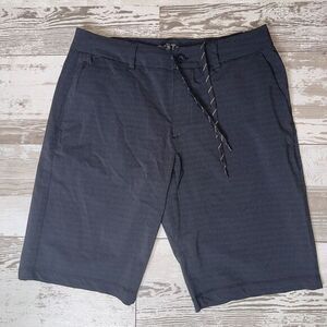 Hang Ten Hybrid Shorts Men 32 Black Striped Stretch Quick Dry Drawstring Outdoor
